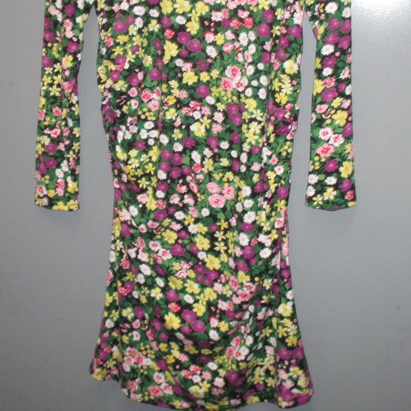 MamaLicious Women's Dress Size L Crew Neck Long Sleeve Multi Color Flower Print - Picture 3 of 9